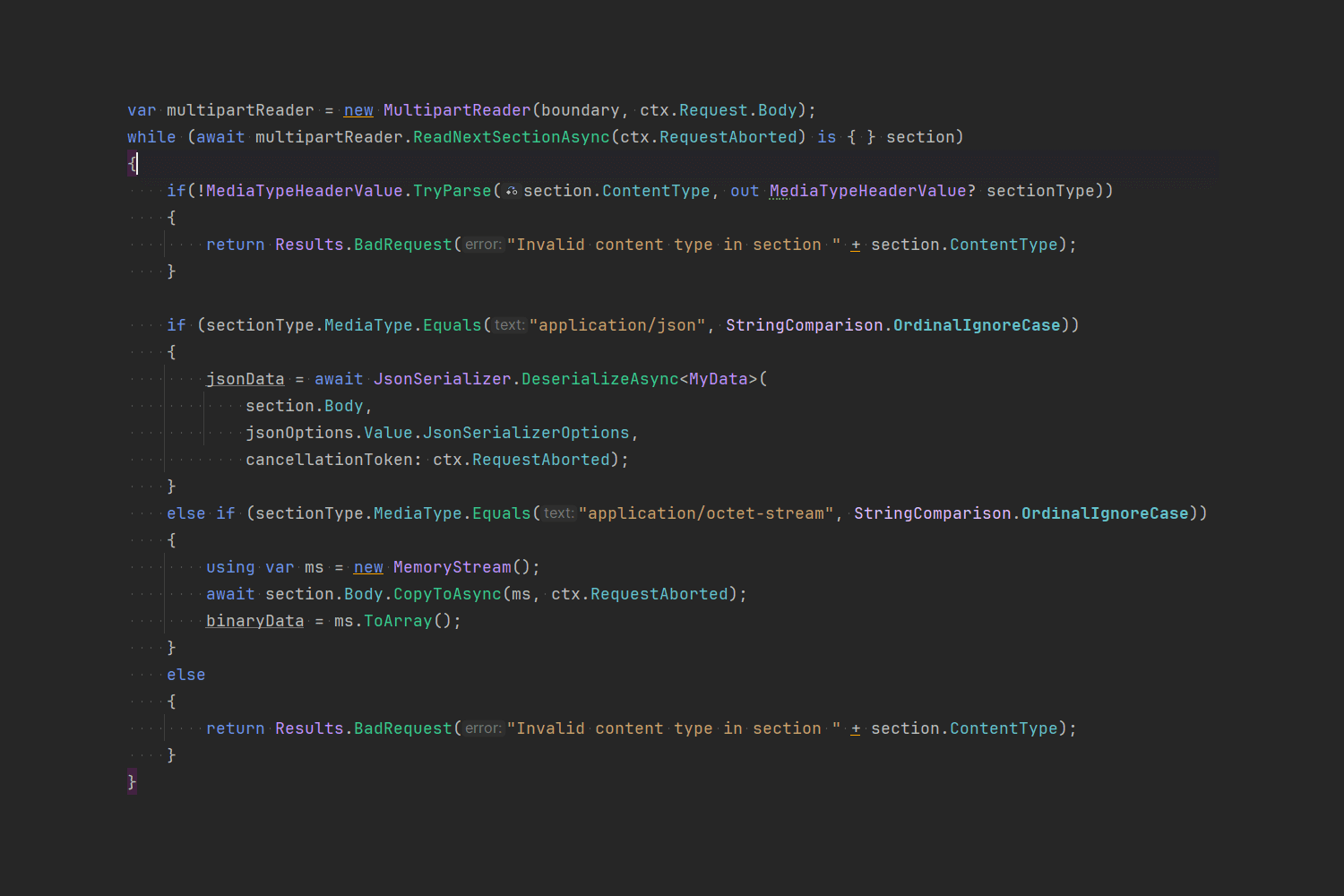 ASP.NET Core의 multipart/form-data 데이터 섹션에서 JSON 및 바이너리 데이터 읽기 | Andrew Lock